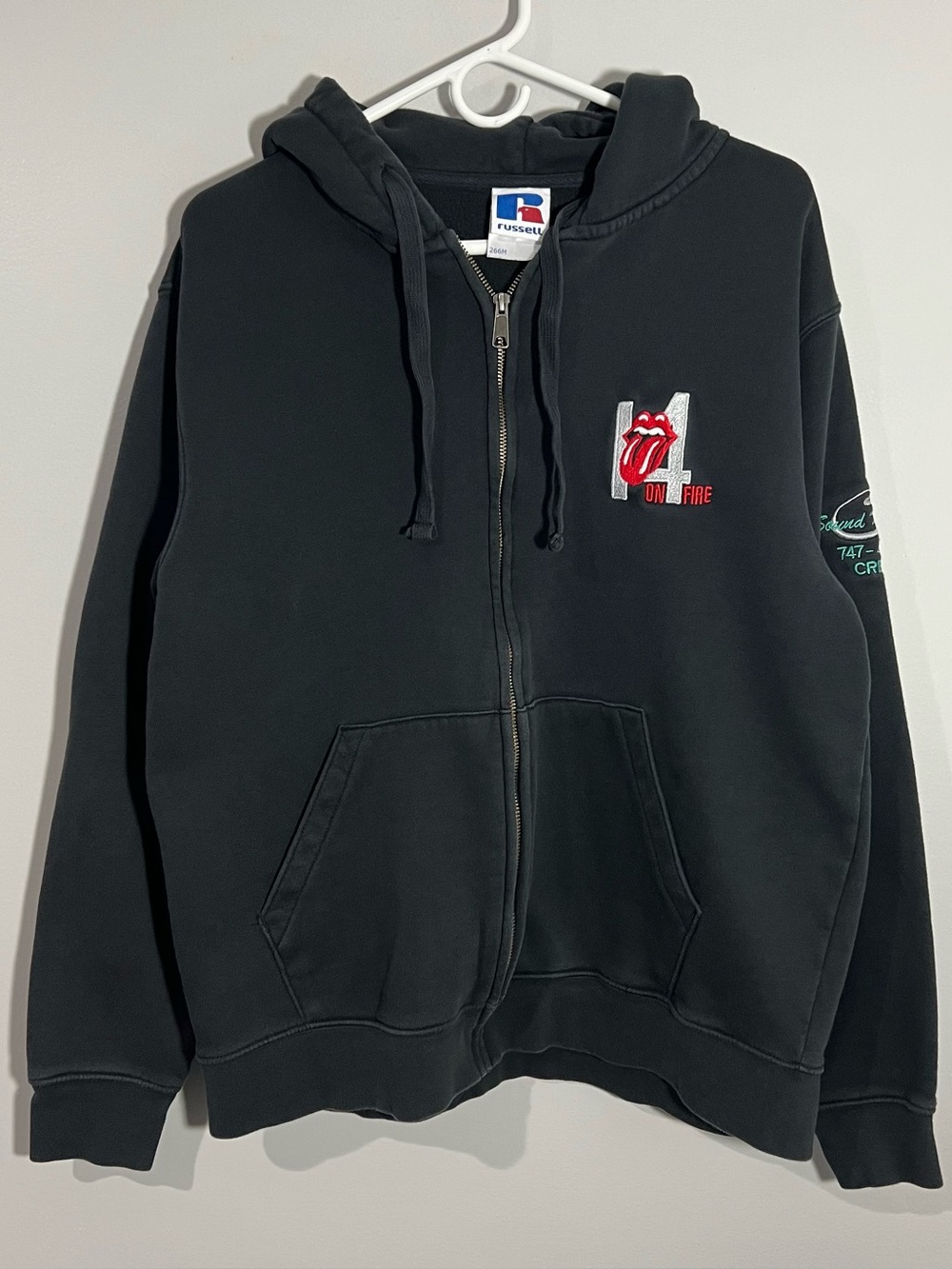 2014 The Rolling Stones 14 On Fire Tour Crew Black Full Zip Hoodie Adult XL